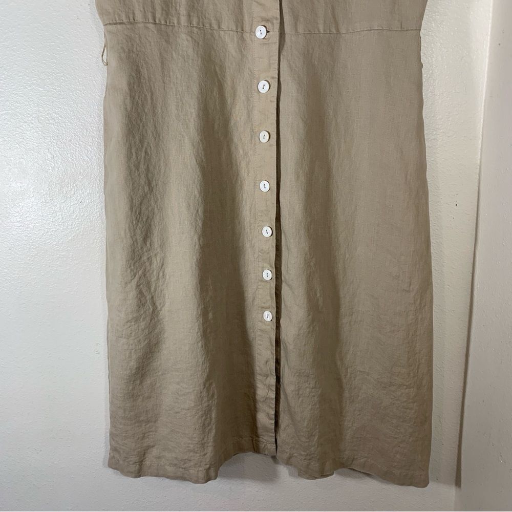 Quince Linen Shirt Dress Womens Short Sleeve Size XL Brown Long Button No Belt - Picture 3 of 10